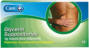 Care Glycerine 4g Suppositories Adult 12s