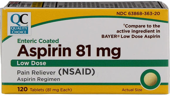 QC Aspirin Enteric Coated Low-Dose 81mg Tablets