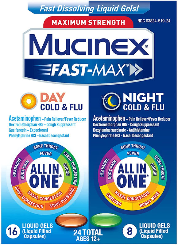 Mucinex Fast Max Day/Night All in One Liquid Gels 24's