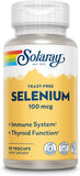 Solaray Selenium 100mcg 90 veg caps (Yeast Free)